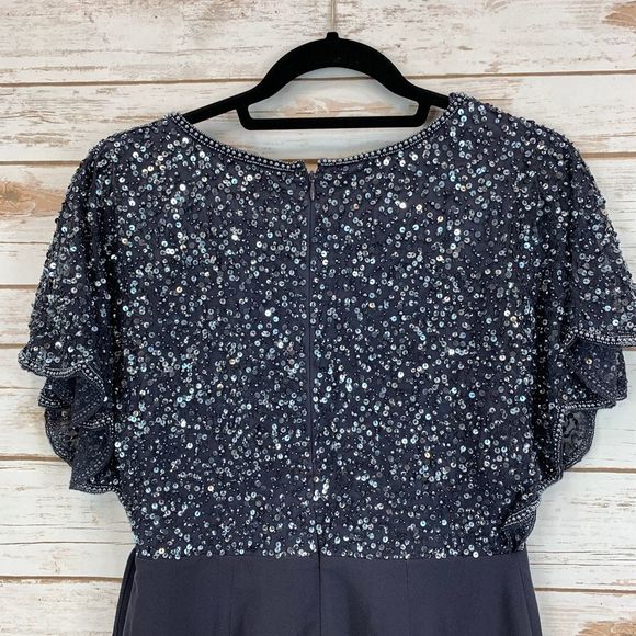 Adrianna Papell Beaded Flutter Sleeve Sheath Dress - Picture 7 of 8